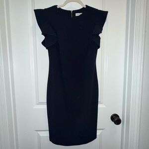 Calvin Klein | Navy Sheath Dress | Ruffle Sleeve Sleeveless | Size 6